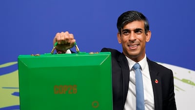 Rishi Sunak attended the Cop26 summit in Glasgow when he was chancellor of the exchequer. AP