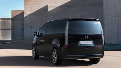 The Staria's rear shows a more traditional MPV stance.