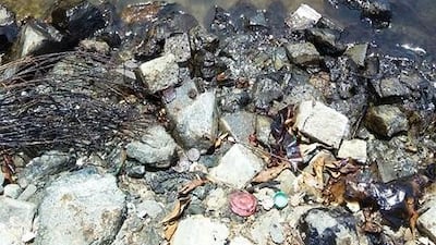 A kilometre-long spill hit Kalba shores on Friday. Courtesy Kalba Fisherman Association