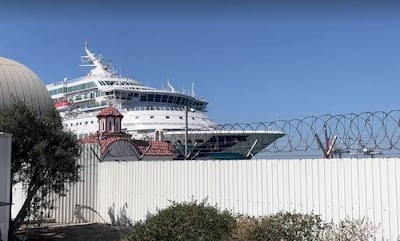 Cruise ship Crown Iris taking Israelis back home after airspace was closed. Photo: Tariq Tahir / The National