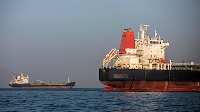 Ships anchored in the Strait of Hormuz near Larak Island, Iran. Getty images