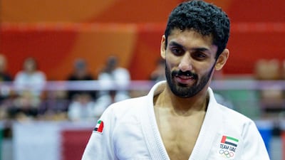 UAE’s Khaled Al Shehhi retains his Asian Games gold medal after defeating compatriot Omar Al Suwaidi in the men’s 62kg jiu-jitsu final. Photo: Handout