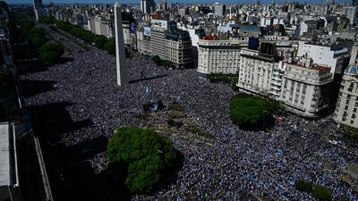 Thousands of fans gather for the victory parade in Buenos Aires. AFP