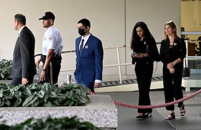 The family of Palestinian-American journalist Shireen Abu Akleh leave the State Department in Washington after meeting US Secretary of State Antony Blinken. AFP