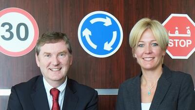 An official highway code in the UAE would provide necessary guidance, says Simon Labbett, seen here with fellow Transport Research Laboratory expert Britta Lang. Delores Johnson / The National