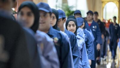 Members of the Ministry of Education 'Giving Ambassadors', attend a Sea Palace barza. Mohamed Al Hammadi / Ministry of Presidential Affairs