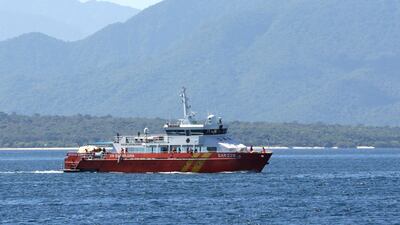 A National Search and Rescue Agency rescue ship sails to join the search for submarine KRI Nanggala. AP Photo