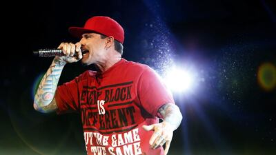 Rapper Vanilla Ice performs at the NBA All-Star festivities. Erik S. Lesser / EPA