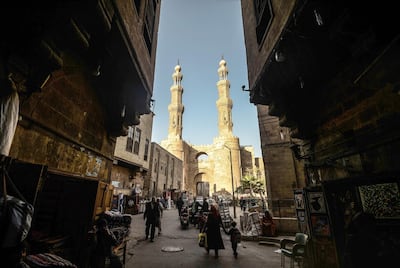 The entrance of Khayamiya Street, also known as the Street of Tentmakers, where visitors will find dozens of craftsmen's shops. AFP / Mohamed el-Shahed