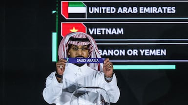 AFC Asian Player of the Year and Saudi Arabia captain Salem Al Dawsari draws out the hosts at a ceremony in Diriyah. AFP