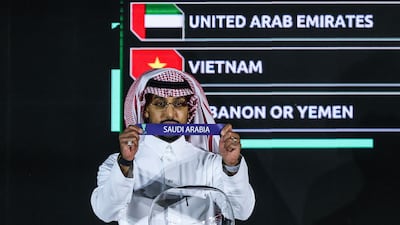 AFC Asian Player of the Year and Saudi Arabia captain Salem Al Dawsari draws out the hosts at a ceremony in Diriyah. AFP