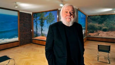 American conceptional artist John Baldessari stands in his installation 'brick building, huge windows with excellent view, partly furnished, well-known architect' in Krefeld, Germany. Baldessari died on Thursday at the age of 88. EPA