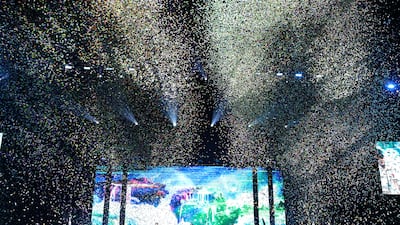 Members of boyband The Wind perform in front of fans