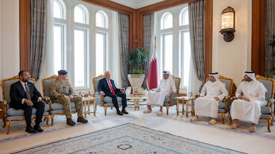 Sheikh Tamim, Emir of Qatar, meets British Defence Secretary John Healey. Reuters