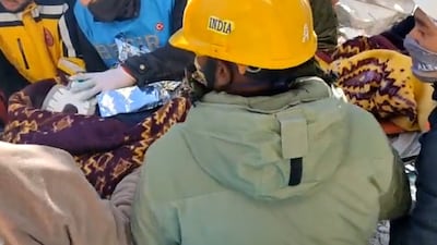 A screengrab from a video posted by Amit Shah, Union Home Minister, showing a six-year-old girl pulled alive from Turkey earthquake rubble by Indian rescue team. Amit Shah / @AmitShah / Twitter