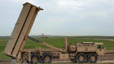 A US Army Terminal High Altitude Area Defence (Thaad) launching station in Israel in 2019. AFP