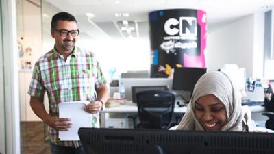 Alaa Magboul, a Sudanese animator, at her desk inside the Cartoon Network’s Abu Dhabi offices. Lee Hoagland / The National