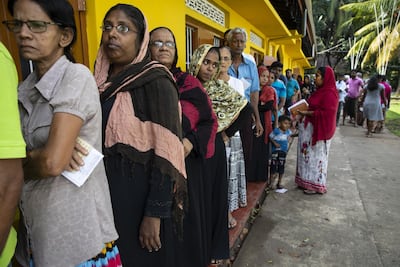Sri Lankans voting on Saturday. Paula Bronstein / Getty