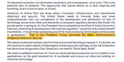 US President Donald Trump's AI Action Plan critiques his predecessor Joe Biden's approach