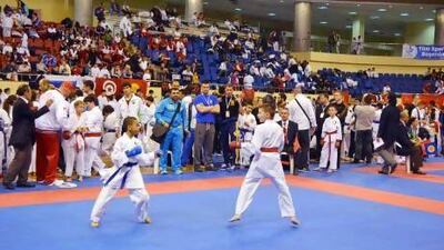 UAE nine-year-old Abdulaziz Al Amer, left, was one of seven Emirate youths to compete at the Shotokan Karate Championships in Istanbul. Courtesy photo