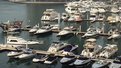 A drone flies between two buildings during the filming of Kung Fu Yoga at Dubai Marina Walk. Rebecca MC Laughlin Duane / The National