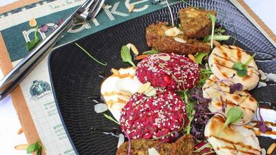 The Foie Gras Kibbeh & Beetroot Falafel at the Ramadan iftar at Markette in The Dubai Mall and Boxpark. Courtesy Markette