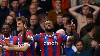 Crystal Palace's Jordan Ayew celebrates scoring their second goal. Reuters