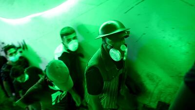 Iraqi protesters inside the Turkish Restaurant Building. Reuters