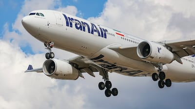 An Iran Air Airbus A330 landing at London's Heathrow Airport in 2022. Getty