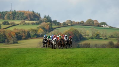 Runners and rider at Chepstow Racecourse in Wales on Tuesday, October 27. Getty