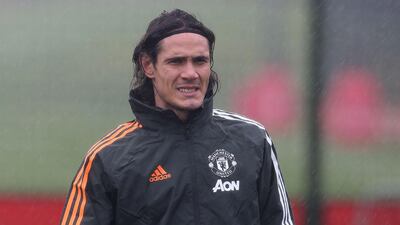 Edinson Cavani during a first team training session ahead of the Champions League match against RB Leipzig. Getty