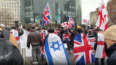 A pro-Tommy Robinson march in London. Lemma Shehadi / The National