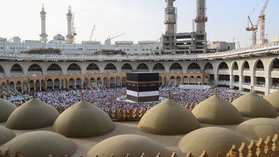 Worshippers gather before the Kaaba, the sacred cube-shaped building at the centre of the Grand Mosque. AFP