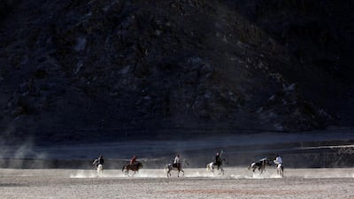 People play polo in Leh, the largest town in the region of Ladakh.