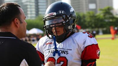 Having drilled in basics, the UAE coach Patrick Campos, left, has a lot of expectations from Kian Sohrabi and the other boys. Courtesy EAFL