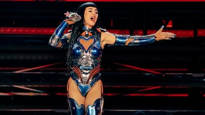 Katy Perry performs at the 2025 Abu Dhabi Grand Prix, joining the event’s long line of after-race concert headliners. Photo: Ethara