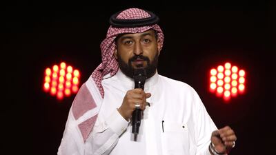 Saudi comedian Ibrahim Al Hajjaj on stage during the opening ceremony