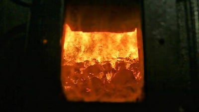 Garbage is burned in a furnace at a waste-to-energy operation in Pompano Beach, Florida. Daniel Acker / Bloomberg News