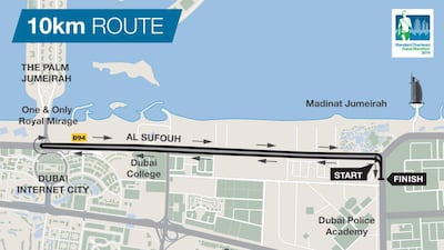 The 10km route runners will take on Friday. Courtesy Dubai Marathon