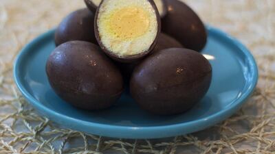 Chocolate eggs hand-filled with passion fruit and coconut mousse at Jones the Grocer. Courtesy Jones the Grocer