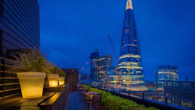 The 9th floor executive lounge terrace at Hilton London Tower Bridge. Courtesy Hilton