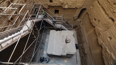 Tourists visit the burial chamber in the Tomb of King Djoser. EPA