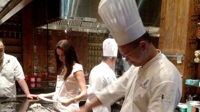 Pulling noodles at Li Jiang, Ritz-Carlton Abu Dhabi, Grand Canal for The Gachetronomer's Night. Courtesy AnnMarie McQueen