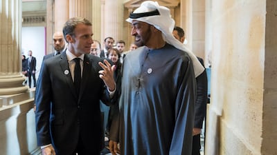 Sheikh Mohamed bin Zayed, Crown Prince of Abu Dhabi and Deputy Supreme Commander of the Armed Forces, meets French President Emmanuel Macron in Paris. All photos by Ministry of Presidential Affairs