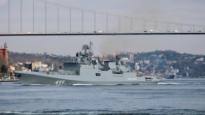 The Russian Navy's frigate 'Admiral Makarov' pictured in 2020. Reuters