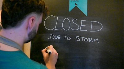 Gylly Beach Cafe in Falmouth was among businesses to stay closed due to Storm Goretti. Getty Images