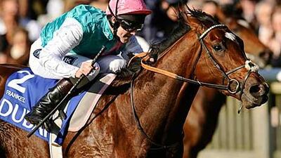 Frankel, ridden by Tom Queally, proved too strong for competition in the Dubai Dewhurst Stakes at Newmarket yesterday.