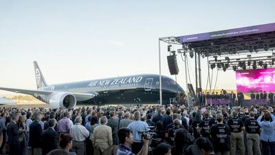 The 787-9 Dreamliner delivery launch of Air New Zealand in Everett, Washington. Katie Lomax / AFP