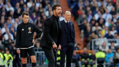 Atletico Madrid coach Diego Simeone reacts. Reuters