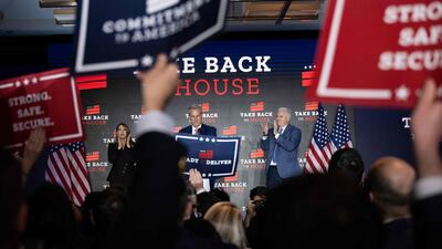US House Minority Leader Kevin McCarthy speaks at his election night watch party after the midterm elections on Wednesday. AFP